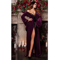 Thumbnail for Red Purple Sexy Women Super Long Kimono Plus Size Lady Sleepwear