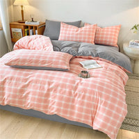 Thumbnail for Cozy Blue Gingham Stripe Cotton Bed Linens Bedding Set