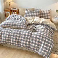 Thumbnail for Cozy Blue Gingham Stripe Cotton Bed Linens Bedding Set