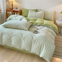 Thumbnail for Cozy Blue Gingham Stripe Cotton Bed Linens Bedding Set