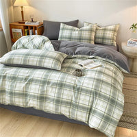 Thumbnail for Cozy Blue Gingham Stripe Cotton Bed Linens Bedding Set