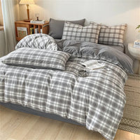 Thumbnail for Cozy Blue Gingham Stripe Cotton Bed Linens Bedding Set