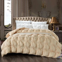 Thumbnail for Ultra Soft White Silver Grey Goose Down Comforter Set - Luxurious 100% Cotton Bedding