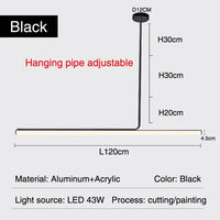 Thumbnail for Black White Minimal Long Tube Lighting Chandelier Dimmable Led Home Decorate