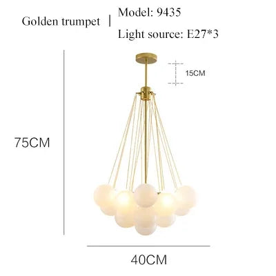 Cozy Gold Black Frosted Glass Ball LED Pendant Lighting Room Decor Chandeliers Indoor