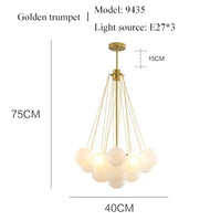 Thumbnail for Cozy Gold Black Frosted Glass Ball LED Pendant Lighting Room Decor Chandeliers Indoor