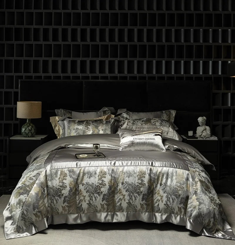 Italian Classic Luxury Jacquard Egyptian Cotton 1000TC Embroidered Bedding Set