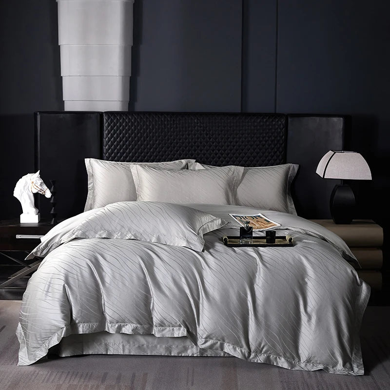 Luxury Jacquard Egyptian Cotton Soft Silky Hotel Grade Bedding Set