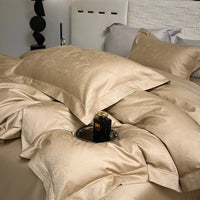 Thumbnail for Champagne Luxury Jacquard Egyptian Cotton Silky Decor Bedding set