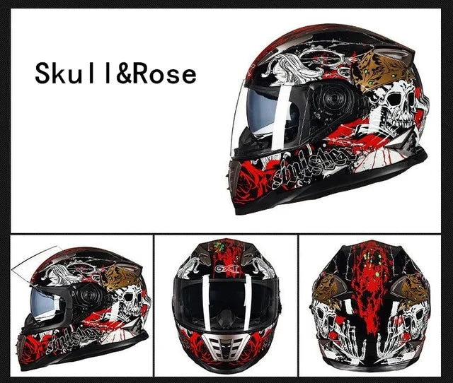 Black Green DOT Approved Full Face Motorcycle Helmets Motocross Sport