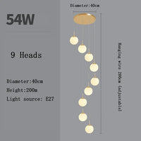 Thumbnail for Silver Gold European Glass Ball LED Pendant Lighting Living Dining Room Stairs Loft Chandelier