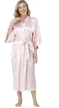 Thumbnail for Black Blue Plus Size Rayon Bathrobe Women Kimono Satin Long Sexy Sleepwear