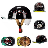 Thumbnail for Black Grey Indian Open Face Motorcycle Helmets Vintage Baseball Cap Summer
