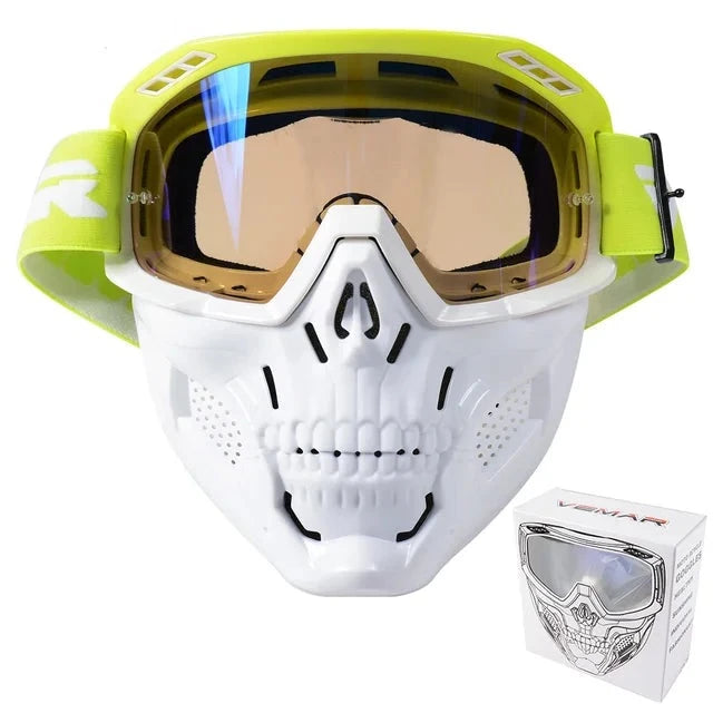 White Black Skull Motorcycle Helmets Goggles Cycling Glasses Men Motocross Face Anti-UV