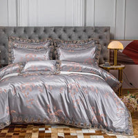 Thumbnail for Green Gold Jacquard Weave Chic Soft Satin Bedding Set