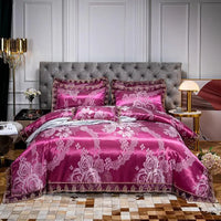 Thumbnail for Green Gold Jacquard Weave Chic Soft Satin Bedding Set