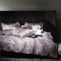 Thumbnail for European Peacock Blue Gray Luxury Jacquard Egyptian cotton 1000TC Bedding Set