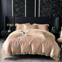 Thumbnail for Green Gold Jacquard Weave Chic Soft Satin Bedding Set