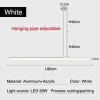 Thumbnail for Black White Minimal Long Tube Lighting Chandelier Dimmable Led Home Decorate