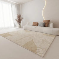 Thumbnail for Minimal White Beige Large Rug Carpet Comfortable Soft Striped Bedroom