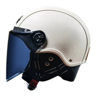 Thumbnail for Retro White with Visor Leather Motorcycle Helmets Motorbike Sport