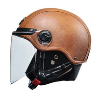 Thumbnail for Retro White with Visor Leather Motorcycle Helmets Motorbike Sport