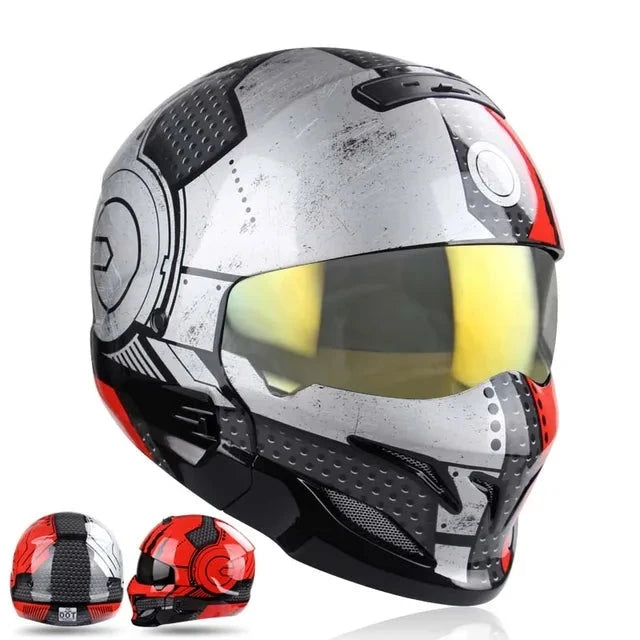 Retro Black Silver Motorcycle Helmets Moto Sport