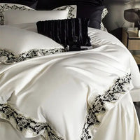 Thumbnail for Black White Baroque 1200TC Lyocell Cotton Luxury Embroidery Duvet Cover Bedding Set