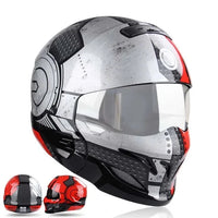 Thumbnail for Retro Black Silver Motorcycle Helmets Moto Sport