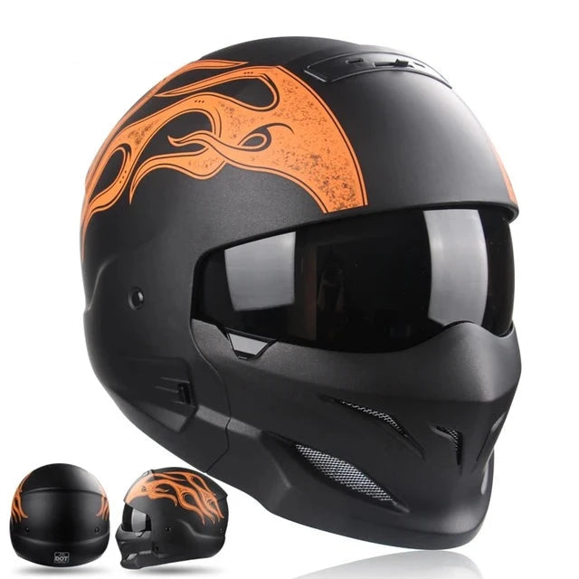 Retro Black Silver Motorcycle Helmets Moto Sport