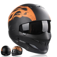 Thumbnail for Retro Black Silver Motorcycle Helmets Moto Sport