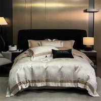 Thumbnail for Luxury Gold Satin European Jacquard Egyptian Cotton 1000TC Bedding Set