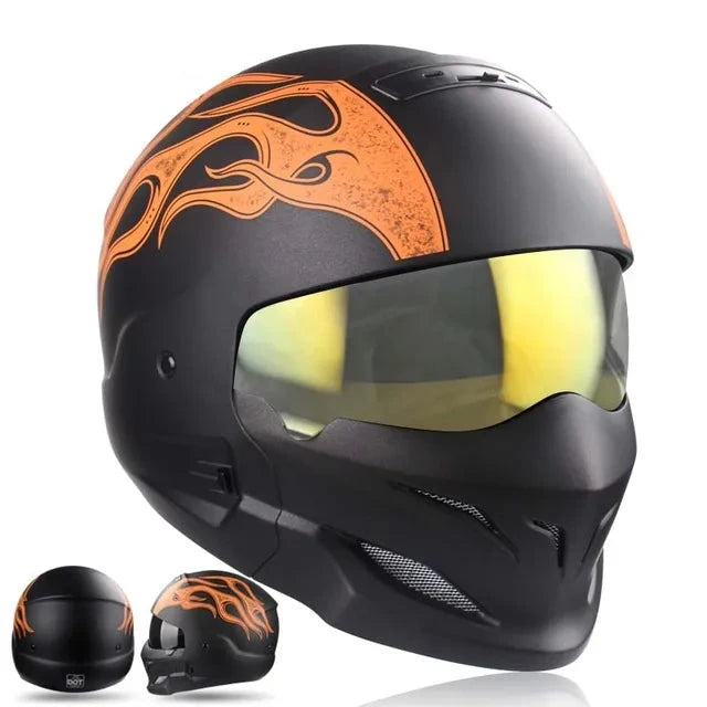 Retro Black Silver Motorcycle Helmets Moto Sport