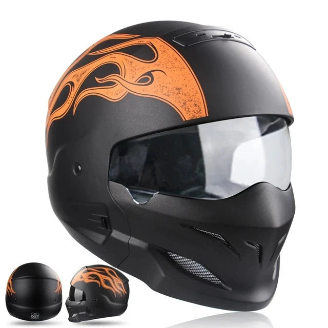 Retro Black Silver Motorcycle Helmets Moto Sport