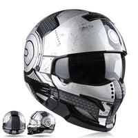 Thumbnail for Retro Black Silver Motorcycle Helmets Moto Sport