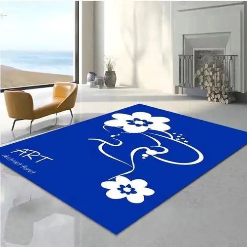 Modern Blue White Large Area Rug Living Room Home Decoration