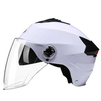 Thumbnail for Black White Motorcycle Helmets With Led Lights Rechargeable for Scooter Moto