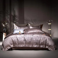 Thumbnail for Brown Purple Jacquard Luxury Silky Soft Egyptian Cotton 1000TC Bedding Set