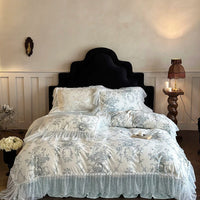 Thumbnail for Vintage French Printing Flower Princess, Velvet Fleece Warm Bedding Set