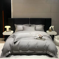 Thumbnail for Luxurious White Grey Hotel Style Duvet Cover Set, 600TC Egyptian Cotton Bedding Set