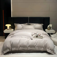 Thumbnail for Luxurious White Grey Hotel Style Duvet Cover Set, 600TC Egyptian Cotton Bedding Set