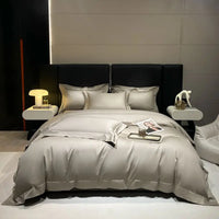 Thumbnail for Luxurious White Grey Hotel Style Duvet Cover Set, 600TC Egyptian Cotton Bedding Set