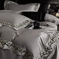 Thumbnail for Black White Baroque 1200TC Lyocell Cotton Luxury Embroidery Duvet Cover Bedding Set