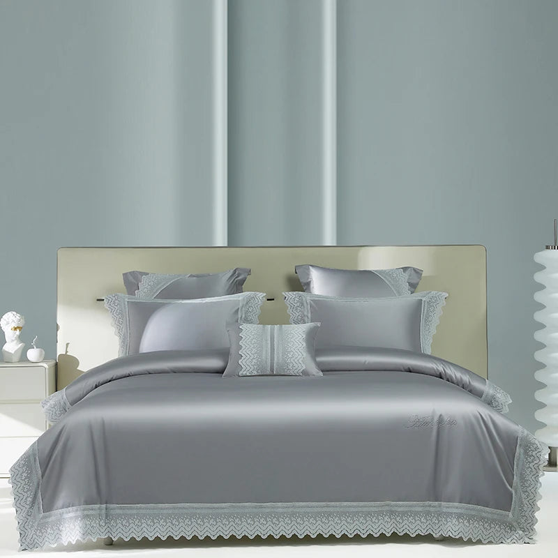 Gold Purple Victorian Silky, Egyptian Cotton Bedding Set