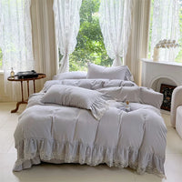 Thumbnail for Pure White Romantic French Princess Wedding Jacquard Girl Duvet Cover Bedding Set