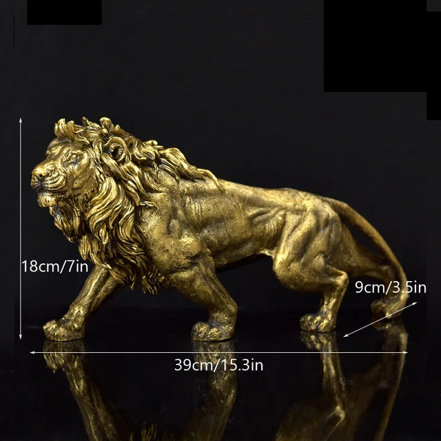 Modern Golden Lion Animal Decoration Sculptures and Statues