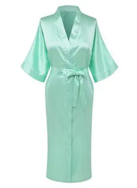 Thumbnail for Black Blue Plus Size Rayon Bathrobe Women Kimono Satin Long Sexy Sleepwear