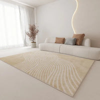 Thumbnail for Minimal White Beige Large Rug Carpet Comfortable Soft Striped Bedroom