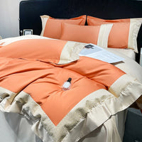 Thumbnail for Modern Contemporary Orange Cream 1000TC Egyptian Cotton Embroidery Bedding Set