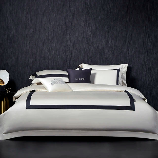 Luxury Black White Pima Cotton 1600TC Silky Hotel Quality Bedding Set